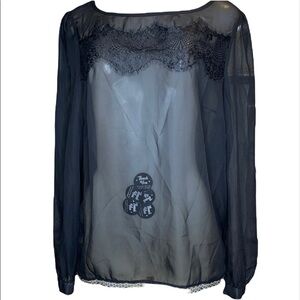 Body Flirt Long Sleeve Black Sheer Top Black